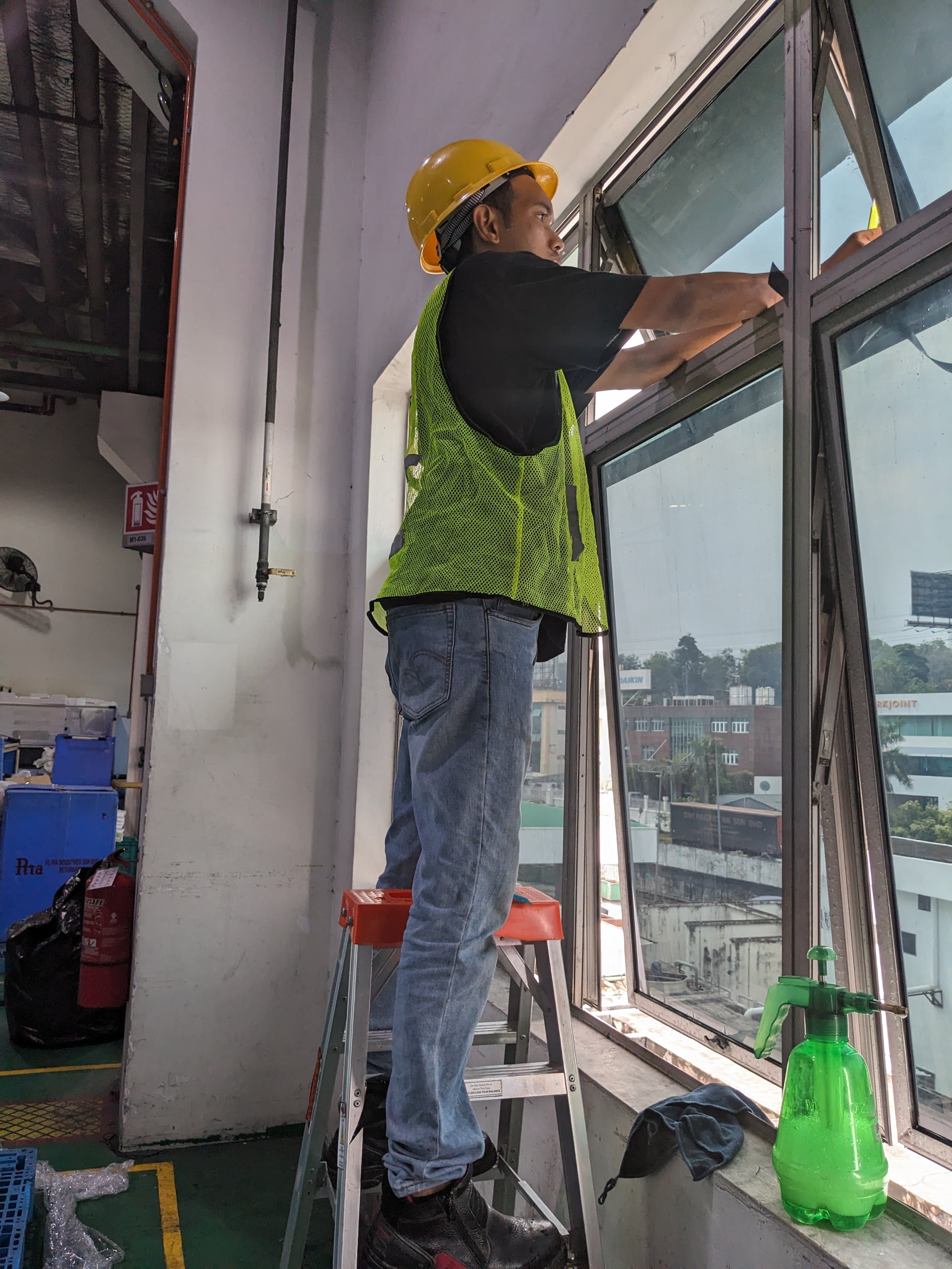 Factory Tint Installation — Daikin Malaysia, Sungai Buloh, Selangor - Industrial project using Nano Ceramic film with 95% IRR and 99% UV protection, offering superior heat rejection and a more comfortable workspace.